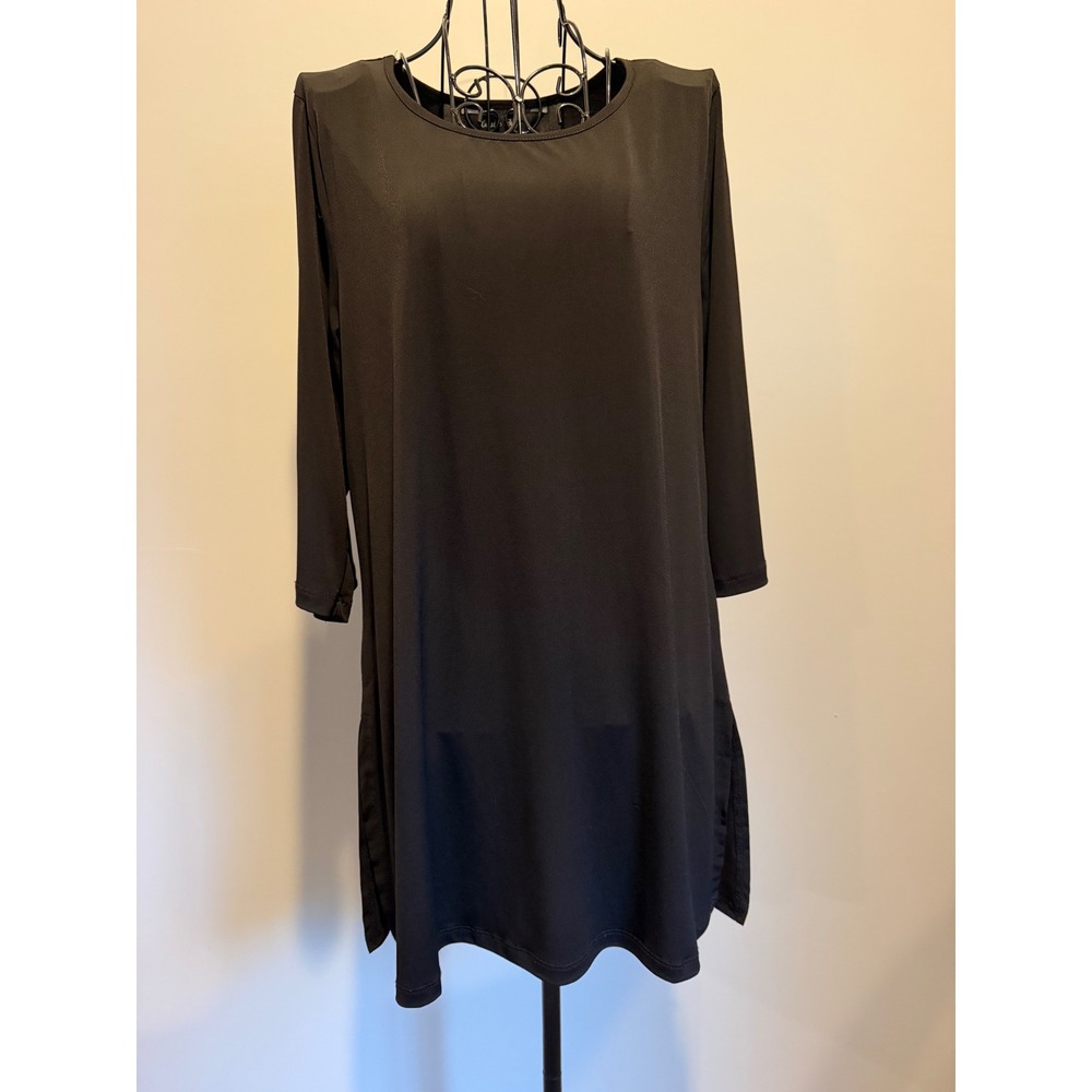 Charlie Paige Black 3/4 Sleeve Tunic Top Side Slits Small Medium